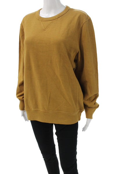 J Crew Unisex Pullover Sweatshirt Brown Cotton Crew Neck Long Sleeve Size M