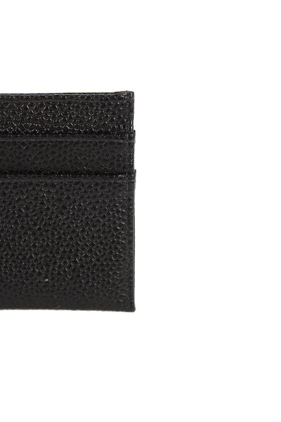 Chanel Unisex Adults Pebbled Leather CC Logo Card Holder Wallet Black