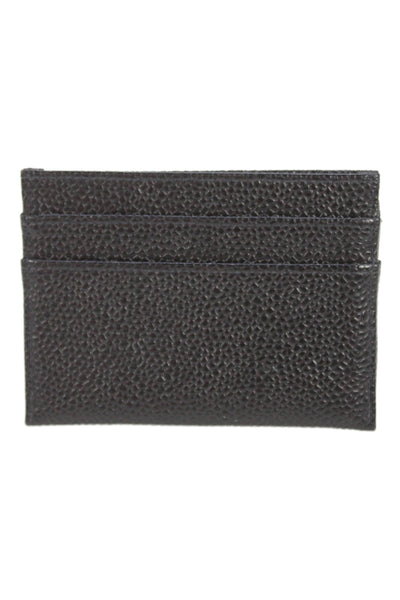 Chanel Unisex Adults Pebbled Leather CC Logo Card Holder Wallet Black