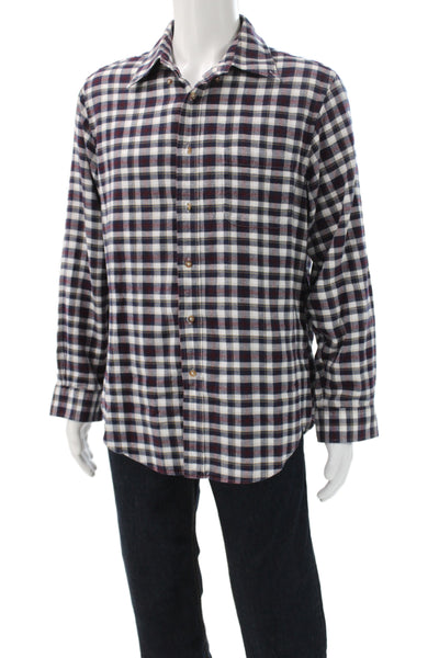 Brooks Brothers Mens Plaid Cotton Long Sleeve Button Down Shirt Blue Red Size L