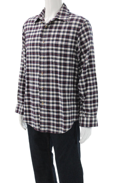 Brooks Brothers Mens Plaid Cotton Long Sleeve Button Down Shirt Blue Red Size L
