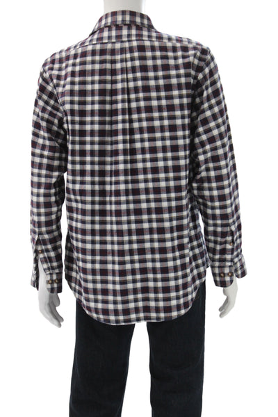 Brooks Brothers Mens Plaid Cotton Long Sleeve Button Down Shirt Blue Red Size L
