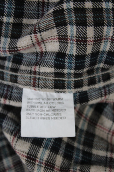Duck Head Mens Cotton Plaid Long Sleeve Button Down Shirt Brown Size LT