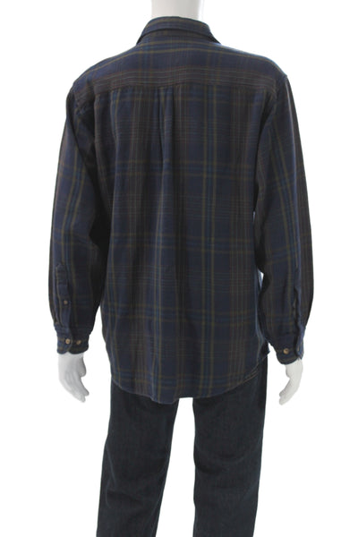 Woolrich Mens Cotton Plaid Long Sleeve Button Down Shirt Blue Size L