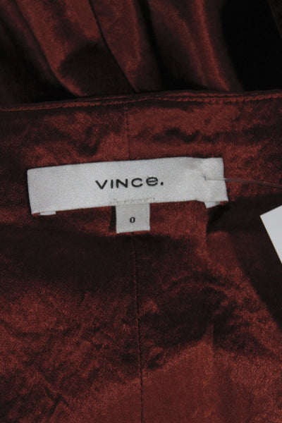 Vince Womens Slip Dress Brown Satin Square Neck Knee Length Sleeveless Size 0