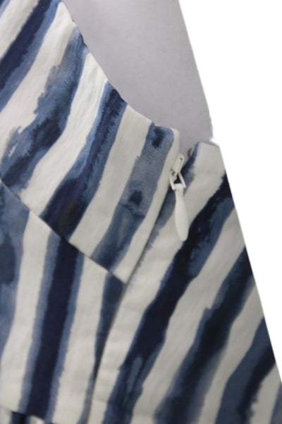 Vince Womens Striped Cotton Slip Dress Square Neck Knee Length Blue Size 0