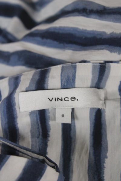 Vince Womens Striped Cotton Slip Dress Square Neck Knee Length Blue Size 0