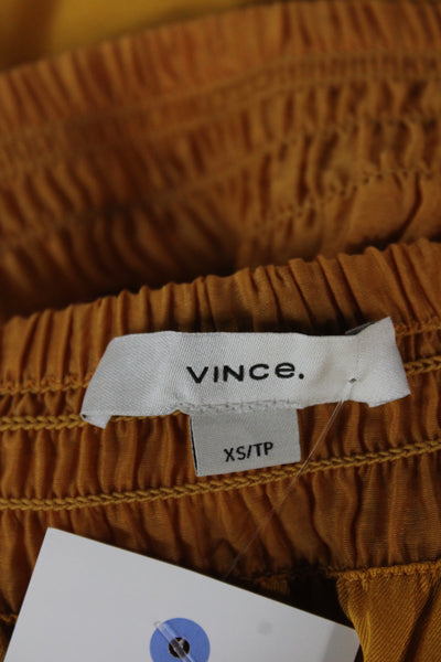 Vince Womens Peasant Long Skirt Orange Cotton Linen Petite Size XS