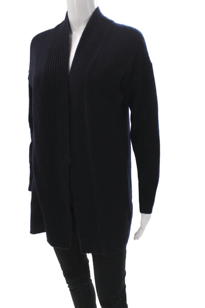 Vince Unisex Cardigan Dark Blue Metallic Polyester Long Sleeve Solid Size XS