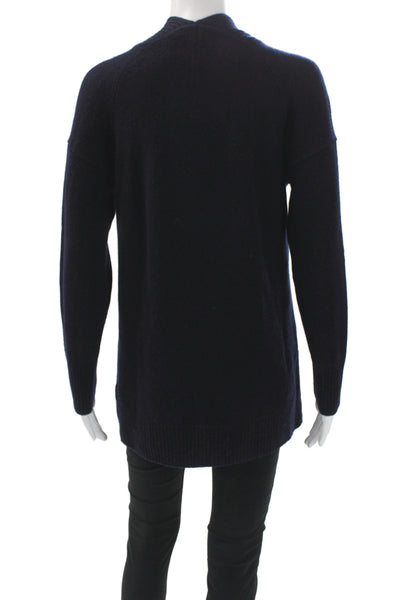 Vince Unisex Cardigan Dark Blue Metallic Polyester Long Sleeve Solid Size XS