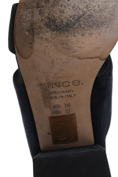 Vince Womens Suede Mule Block Heels Blue Size 7