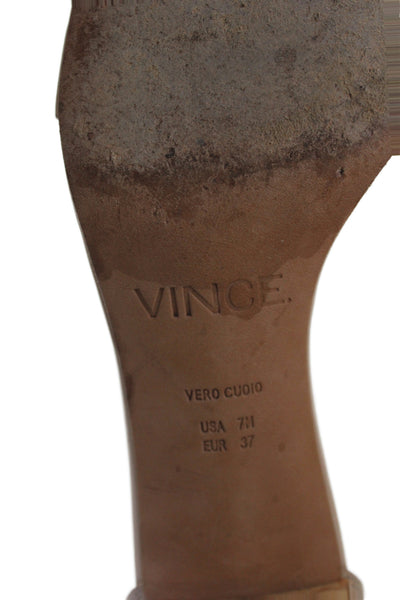 Vince Womens Leather Ankle Strap Block Heels Nude Brown Size 7