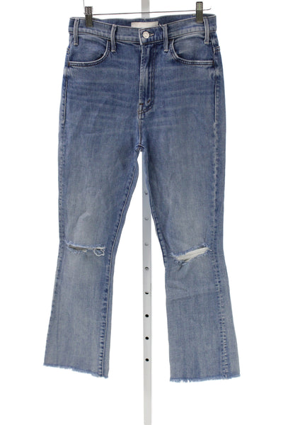 Mother Womens Cropped Flared High Rise Jeans Blue Denim Size 27