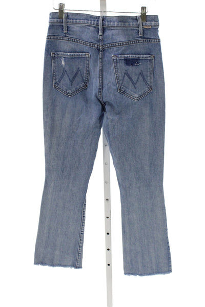 Mother Womens Cropped Flared High Rise Jeans Blue Denim Size 27