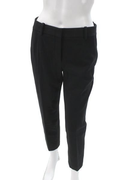 Theory Womens Ankle Dress Pants Black Cotton Polyester Button Solid Size 4