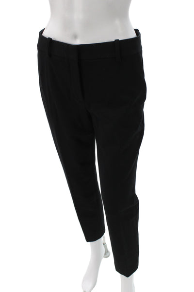 Theory Womens Ankle Dress Pants Black Cotton Polyester Button Solid Size 4