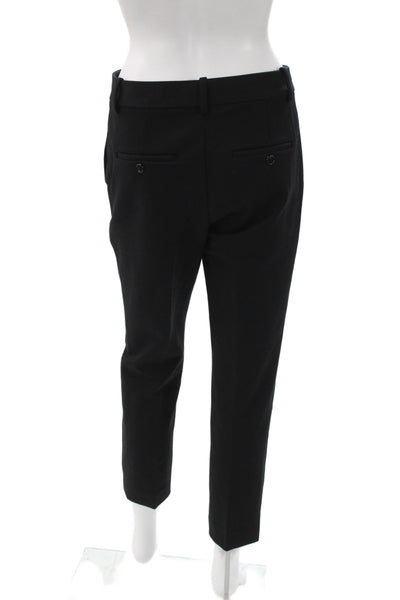 Theory Womens Ankle Dress Pants Black Cotton Polyester Button Solid Size 4