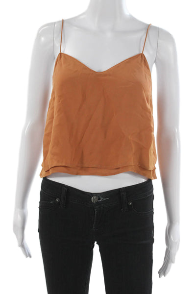 Veronica Beard Women Silk Cropped Camisole V-Neck Brown Size 2