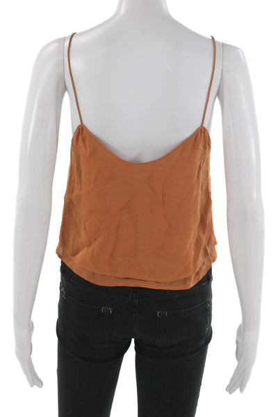 Veronica Beard Women Silk Cropped Camisole V-Neck Brown Size 2