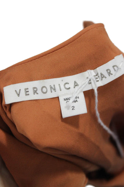 Veronica Beard Women Silk Cropped Camisole V-Neck Brown Size 2