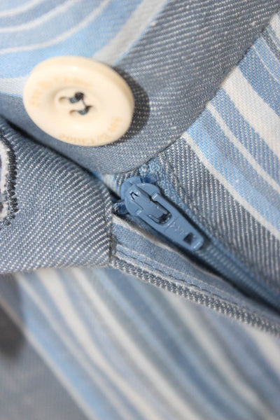 See by Chloe Unisex Dress Pants Blue Striped Cotton Linen Size 36