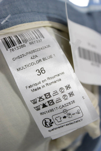 See by Chloe Unisex Dress Pants Blue Striped Cotton Linen Size 36