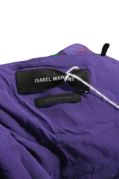Isabel Marant Women Mini Wrap Silk Floral Skirt Purple Size 36