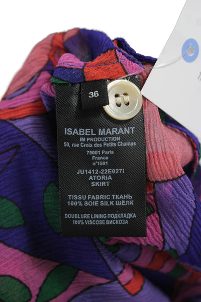 Isabel Marant Women Mini Wrap Silk Floral Skirt Purple Size 36