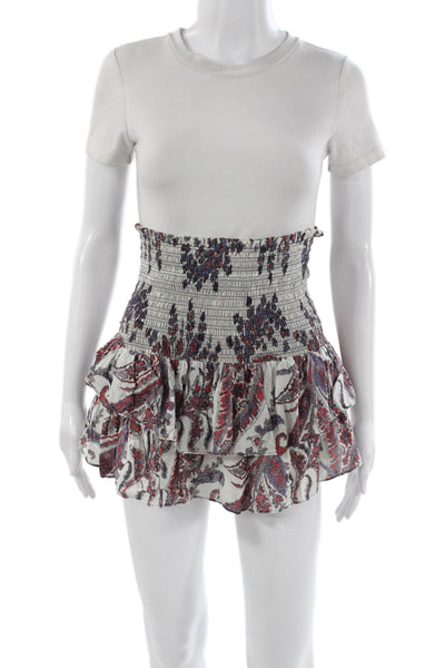 Isabel Marant Etoile Women Peasant Mini Skort White Paisley Cotton Size 36
