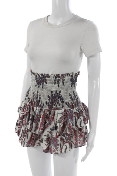 Isabel Marant Etoile Women Peasant Mini Skort White Paisley Cotton Size 36