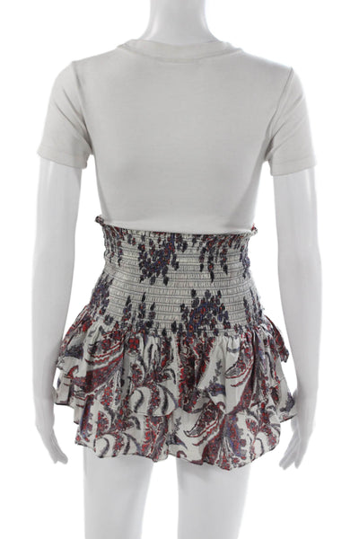 Isabel Marant Etoile Women Peasant Mini Skort White Paisley Cotton Size 36