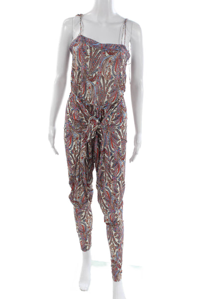 Isabel Marant Women Jumpsuit Multi-Color Abstract Square Neck Sleeveless Size S
