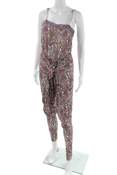 Isabel Marant Women Jumpsuit Multi-Color Abstract Square Neck Sleeveless Size S