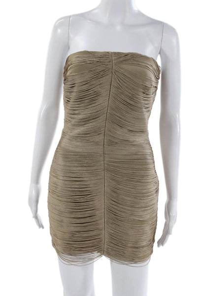 Alexander Wang Womens Bodycon Mini Dress Beige Sleeveless Zip Size 2