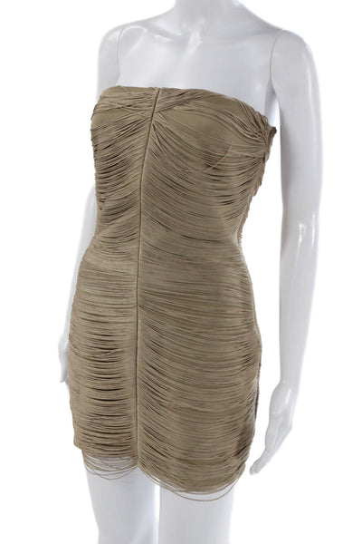 Alexander Wang Womens Bodycon Mini Dress Beige Sleeveless Zip Size 2