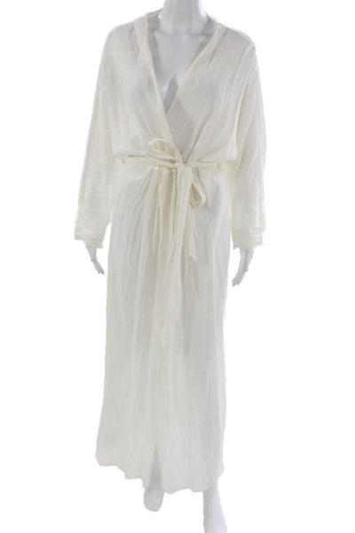 Pondicherie Womens Long Sleeve V-Neck White Dress Size M