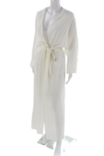 Pondicherie Womens Long Sleeve V-Neck White Dress Size M