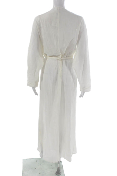 Pondicherie Womens Long Sleeve V-Neck White Dress Size M