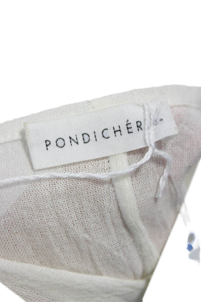 Pondicherie Womens Long Sleeve V-Neck White Dress Size M