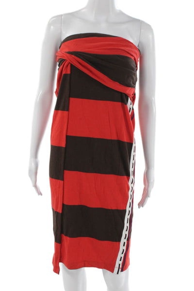 3.1 Phillip Lim Women Red Striped Cotton Sleeveless Midi Dress Size S