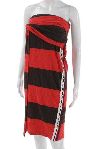 3.1 Phillip Lim Women Red Striped Cotton Sleeveless Midi Dress Size S