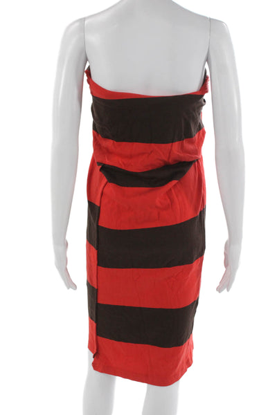 3.1 Phillip Lim Women Red Striped Cotton Sleeveless Midi Dress Size S