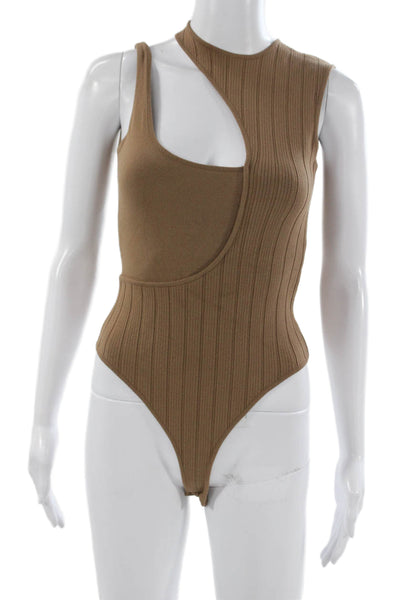 Zeynep Arcay Womens Asymmetrical Neckline Sleeveless Solid Bodysuit Size 6