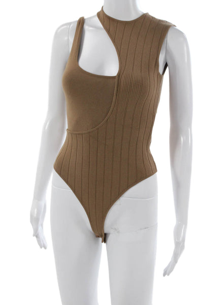 Zeynep Arcay Womens Asymmetrical Neckline Sleeveless Solid Bodysuit Size 6