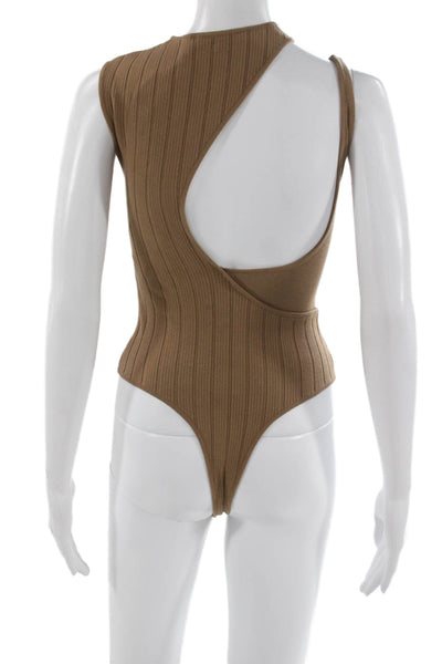 Zeynep Arcay Womens Asymmetrical Neckline Sleeveless Solid Bodysuit Size 6