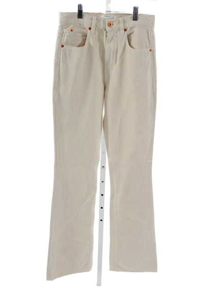 Slvrlake Unisex Beige High Waist Chino Khakis Cotton Button Inseam 32 Size 26
