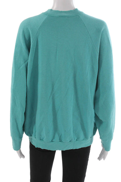 I.S.MB.S Womens Pullover Sweatshirt Green Cotton Crew Neck 90s Graphic Size M