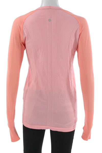 Lululemon Women Basic Long Sleeve Crew Neck Pink Polyester Top Size 8