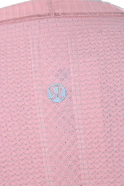 Lululemon Women Basic Long Sleeve Crew Neck Pink Polyester Top Size 8