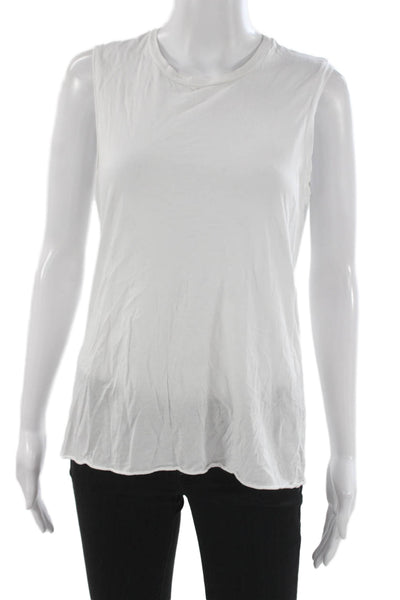 Nili Lotan Women White Basic Sleeveless Crew Neck Tank 100% Supima Cotton Size M